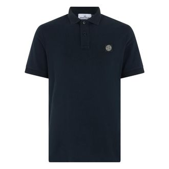 Stone Island Katoenpiqu&eacute; met stretch - Heren - Polos - Blauw - M - Katoen - Tops