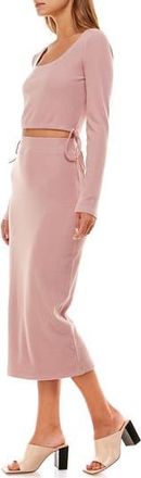 Wayf Colby Knit Midi Skirt in Mauve at Nordstrom Rack, Size Large