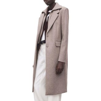 Mango Notch Collar Coat with Removable Bib Insert in Brown at Nordstrom, Size X-Large