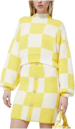 Stine Goya Rokken, Dames, Geel, M, Checkerboard Knopen Minirok