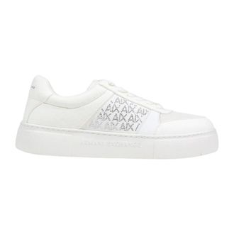 A|X Armani Exchange Sneakers, female, White, Size: 8 1/2 US All-Over Rhinestone Sneakers