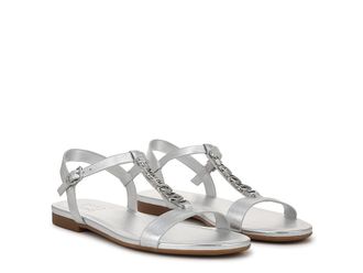 Naturalizer Teach Ankle Straps Womens Sandals Silver Leather : 5.5 M (B), Leather/Rubber