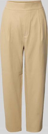 Jake*s Casual Tapered Fit Stoffhose mit Bundfalten in Sand, Größe 34