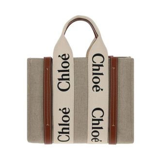 Chlo&eacute; Tassen, Dames, Bruin, ONE Size, Linnen, Stijlvolle Canvas Handtas met Leren Afwerking