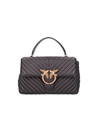Pinko Brown Quilted Leather Lady Love Puff Top Handle Bag
