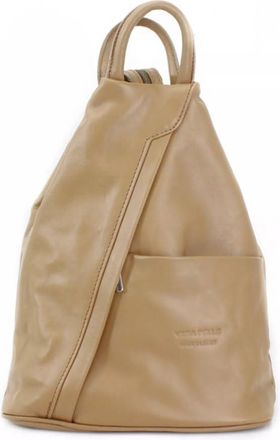 Generic Women Soft Italian Vera Pelle Leather Rucksack Ladies Gym School Backpack VPR244 (Taupe)