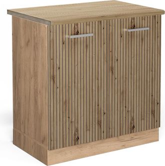 Vicco Armario Bajo Para Fregadero R-line, Roble Artesanal, 80 Cm, Et Roble