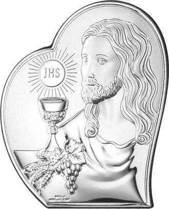 OEM Cuadro De Comuni&oacute;n En Plata Con El Se&ntilde;or Jes&uacute;s, Recuerdo De La Primera Comuni&oacute;n 81124 12 X 14,5 Cm