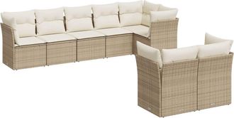 vidaXL Vidaxl - Juego De Sof&aacute;s De Jard&iacute;n Con Cojines Beige 8 Pzas Rat&aacute;n Pe