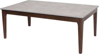 Mendler Mesa De Centro Hhg-988, Mesa Auxiliar Mesa De Sof&aacute; Madera Maciza Hdf Laminado Melamina 46x120x70cm Aspecto Hormig&oacute;n Patas Marrones