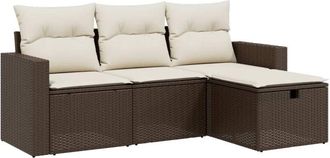 vidaXL Set De Sof&aacute;s De Jard&iacute;n 4 Pzas Y Cojines Rat&aacute;n Sint&eacute;tico Marr&oacute;n Vidaxl