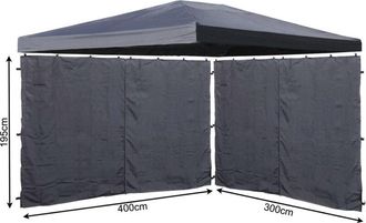 Quick-Star Quick-star - Set Ersatzdach Und 2 Seitenteile F&uuml;r Pavillon 3x4m Grau Ral 7012 Pavillondach Ersatzbezug Seitenwand Mit Rei&szlig;verschluss