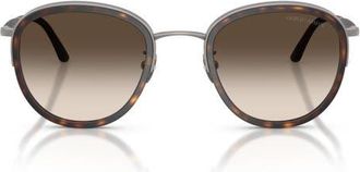 A|X Armani Exchange 49mm Small Phantos Sunglasses in Matte Gunmetal /Brown Grey at Nordstrom