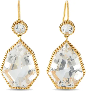 Verdura Byzantine 18K Yellow Gold White Topaz Drop Earrings VD01-042326