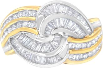 House of Brilliance 10KT Two-Toned Gold Diamond Bypass Ring