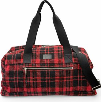 Saint Laurent Black Red Color Wool Leather Boston Bag (Pre-Owned)