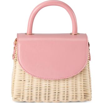 Olga Berg Elle Wicker Top Handle Bag in Pink at Nordstrom