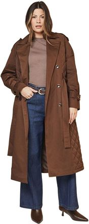 Wallis Padded Belted Trench Coat, 18, Chocolate