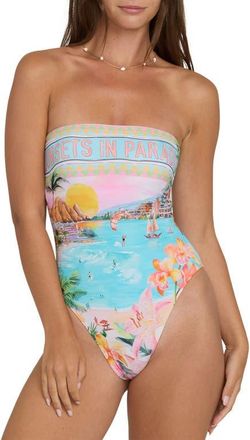 Billabong Paradise Sun Tully Strapless One-Piece Swimsuit in Ocean Spray at Nordstrom, Size X-Large