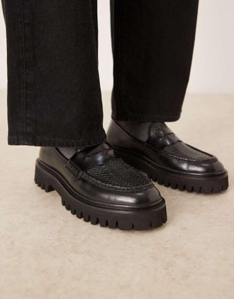 WALK LONDON Walk London - Hopper Saddle - Mocassini neri effetto coccodrillo-Nero