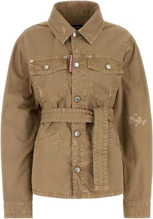 Dsquared2 Beige Katoenen Jack Rokken - Dames - Zomerjassen - Beige - S - Katoen - Jassen