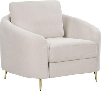Beliani Beliani - Retro Upholstered Club Chair Curved Golden Legs Armchair Fabric Light Beige Trosa