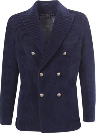 Circolo 1901 Blauw Peak Revers Jas- Italiaans Gemaakt - Heren - Blazers - Blauw - XS - Katoen - Jassen