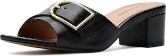 Johnston & Murphy Edith Buckle Slide Womens Sandals Black Glove Leather : 7.5 M