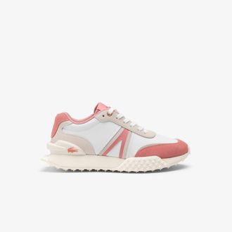 Lacoste Womens L-Spin Deluxe Trainers in White pink Leather (archived) - Size UK 3.5