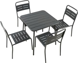 Concept Usine Conjunto de mesa de jard&iacute;n cuadrada de 70 cm y 4 sillas