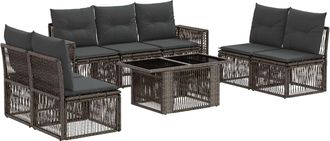 vidaXL Conjunto De Sof&aacute;s De Jard&iacute;n 8 Uds. Gris Y Gris Oscuro Vidaxl