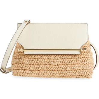 Strathberry Stylist Raffia & Leather Clutch in Vanilla at Nordstrom