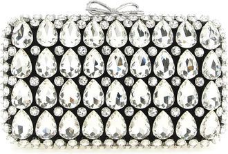Self Portrait Satijnen Kristallen Clutch Tas - Dames - Clutches - Zwart - ONE Size - Satijn - Tassen