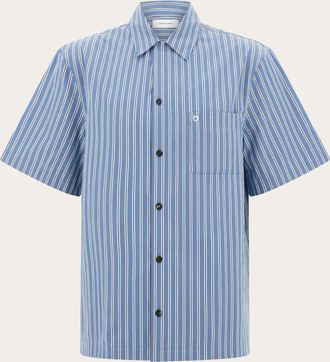 Ferragamo Men Short sleeve poplin shirt Blue