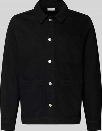 Les Deux Regular Fit Overshirt mit Brusttasche Modell Layton in Black, Gr&ouml;&szlig;e XL