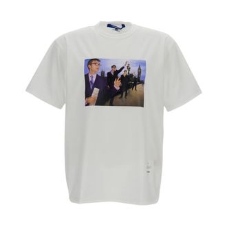 Junya Watanabe T-Shirts, male, White, Size: L Printed Short-Sleeve T-shirt