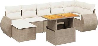 vidaXL Vidaxl - Juego De Sof&aacute;s De Jard&iacute;n Con Cojines Beige 8 Pzas Rat&aacute;n Pe