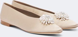 Jimmy Choo London Bailarinas Ines de sat&eacute;n adornadas
