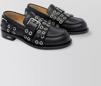 Mach & Mach vintage buckle belt loafers with stud detail