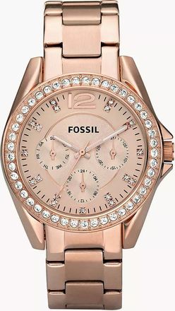 Fossil Riley 38mm Womens Multifunction, Rose Gold-Tone Stainless Steel Watch