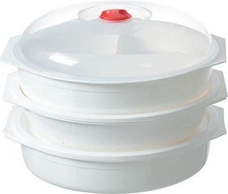 No Brand Juego De 3 Recipientes Para Microondas Con Tapas Ventiladas - Libres De Bpa - Aptos Para Lavavajillas Y Congelador, 3 Litros - Blanco/transparente