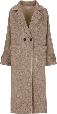 D.exterior Brown Wool-Blend Coat