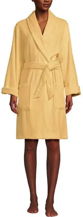 Lands End Soft Terry Long Sleeve Knee Length Robe in Pale Sunbeam Yellow at Nordstrom, Size X-Large