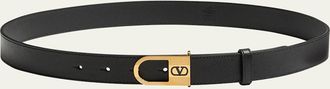 Valentino Garavani VLogo Signature Enameled Logo Leather Belt, 30mm