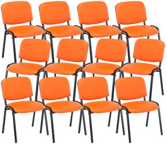 Clp Pack De 12 Sillas Confidente Ken En Simil Cuero Naranja