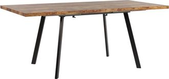 Beliani Mesa de comedor madera clara patas de metal negro MDF extensible 140/180 x 90 cm extensión tradicional Harlow