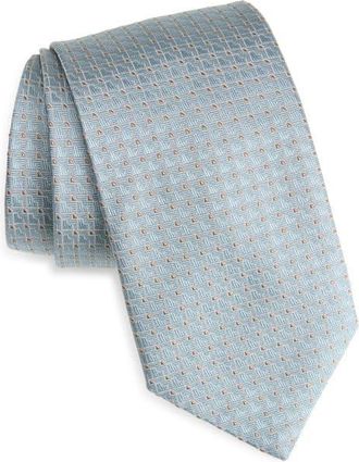 Canali Geometric Silk Tie in Light Green at Nordstrom