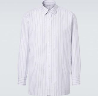 Charvet Camisa de popel&iacute;n de algod&oacute;n a rayas