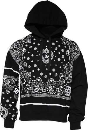 Dolce & Gabbana Black Bandana Hooded Men Sweatshirt Mens Sweater