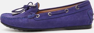 Tod's Tods Blue Nubuck Leather Bow Slip On Loafers